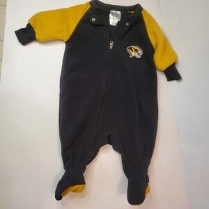 Missouri Tigers Mizzou Fleece Sleeper Zip Up Footed PAJAMAS Infant Baby 3-6 Mo‎